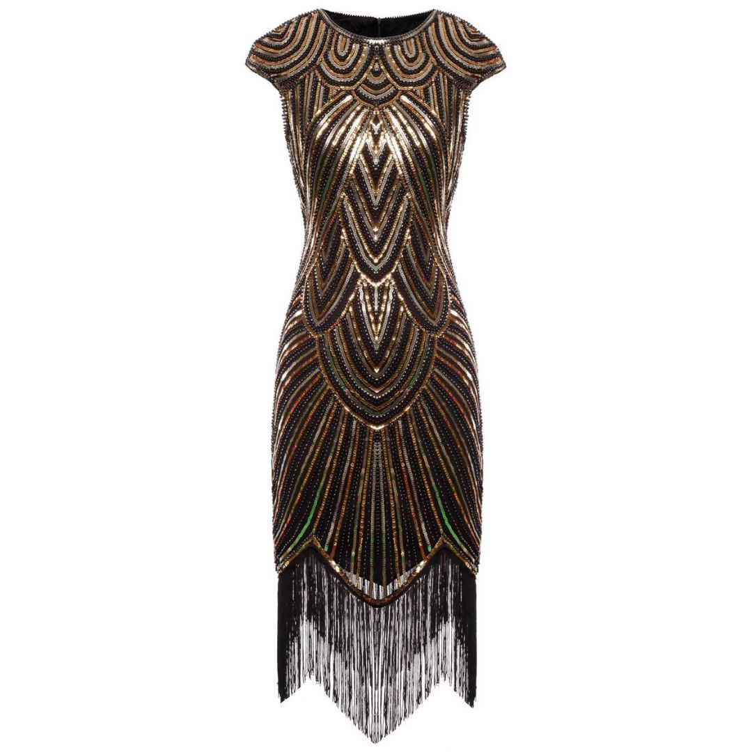 Gatsby Style Glitter Dress | 1920s Inspired-Gold-S-State of Style