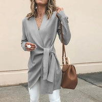 Knitted Women's Cardigan with Bow Belt – Elin