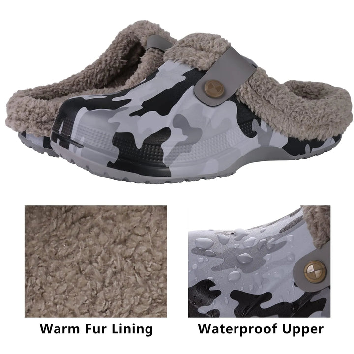 Gem Winter Clogs – Waterproof and Warm Indoor & Outdoor Slippers-Black & White-4.5-5.0-State of Style