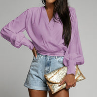 GemmaBlouse | Lantern Sleeve Blouse for Women-Purple-S-State of Style