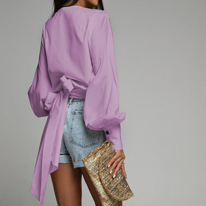 GemmaBlouse | Lantern Sleeve Blouse for Women-White-S-State of Style