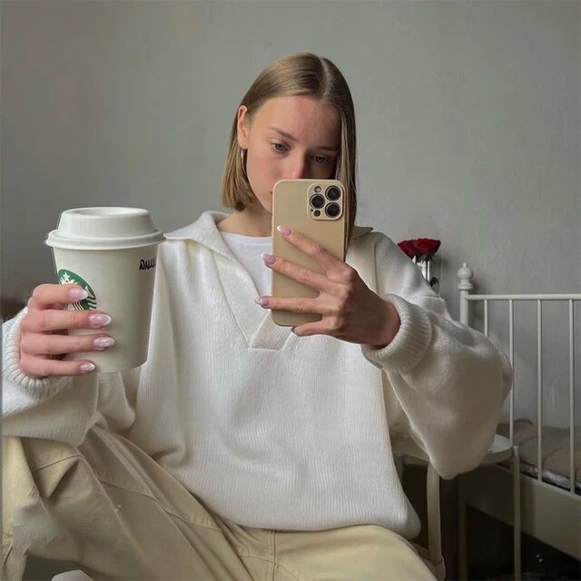 GemmaShirt | Stylish Sweater for Women-White-S-State of Style