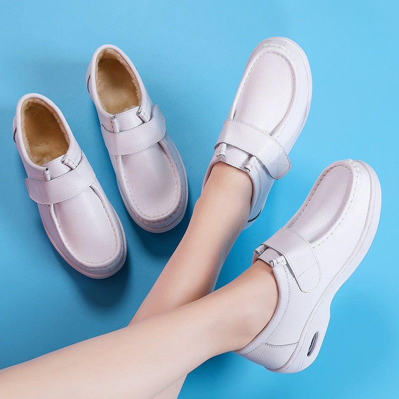 GeniesLoafers | Comfortable Loafers for Nurses-White-PU Leather Interior-3.5-State of Style