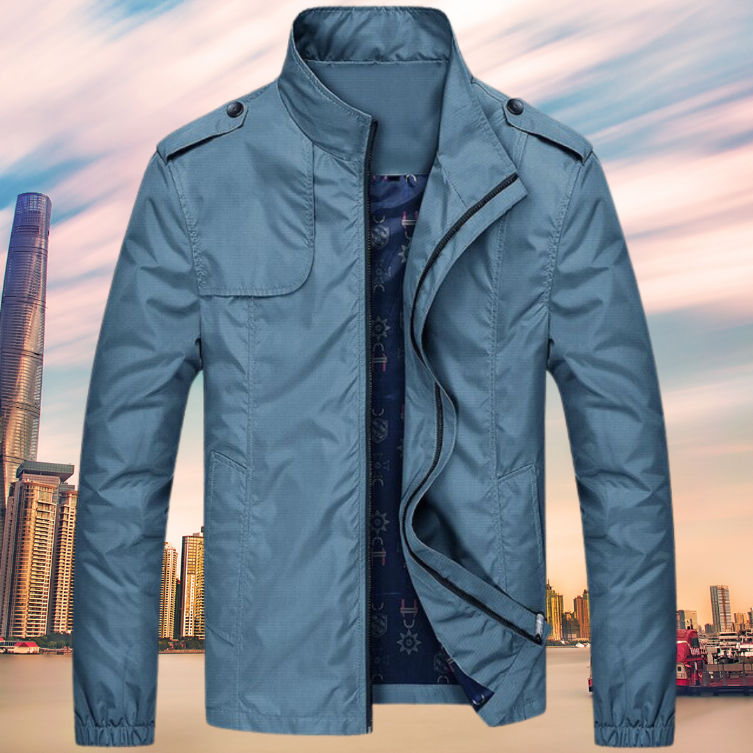 GENTI Oxford Mid-Coat | Modern Waterproof & Windproof Jacket for Men-Blue-M-State of Style