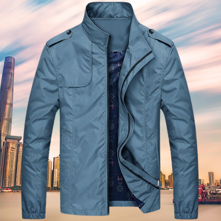 GENTI Oxford Mid-Coat | Modern Waterproof & Windproof Jacket for Men-Blue-M-State of Style