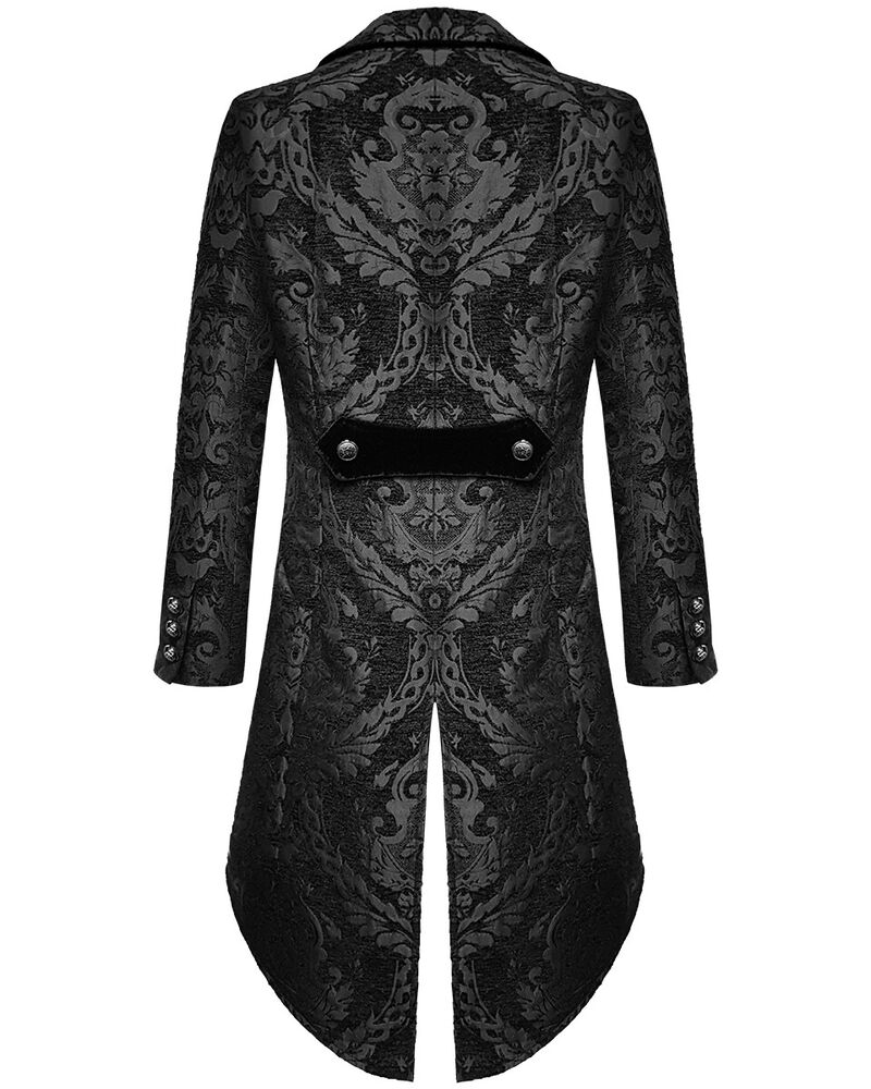 Gentleman Gothic Jacket with Brocade Design - Victor-Black-S-State of Style