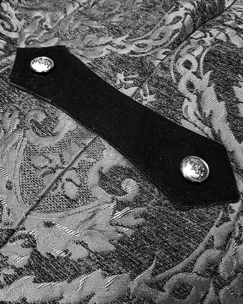 Gentleman Gothic Jacket with Brocade Design - Victor-Black-S-State of Style