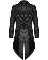 Gentleman Gothic Jacket with Brocade Design - Victor-Black-S-State of Style