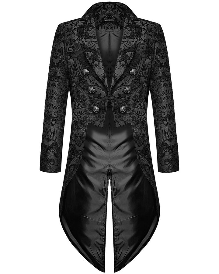 Gentleman Gothic Jacket with Brocade Design - Victor-Black-S-State of Style