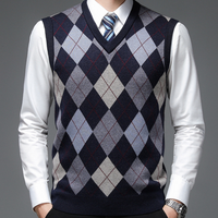 Gentlemen's Spencer with Stylish Argyle Pattern - Felix-Dark blue-S-State of Style