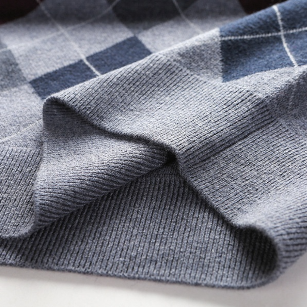 Gentlemen's Spencer with Stylish Argyle Pattern - Felix-Dark grey-S-State of Style