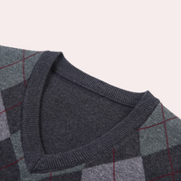Gentlemen's Spencer with Stylish Argyle Pattern - Felix-Dark grey-S-State of Style