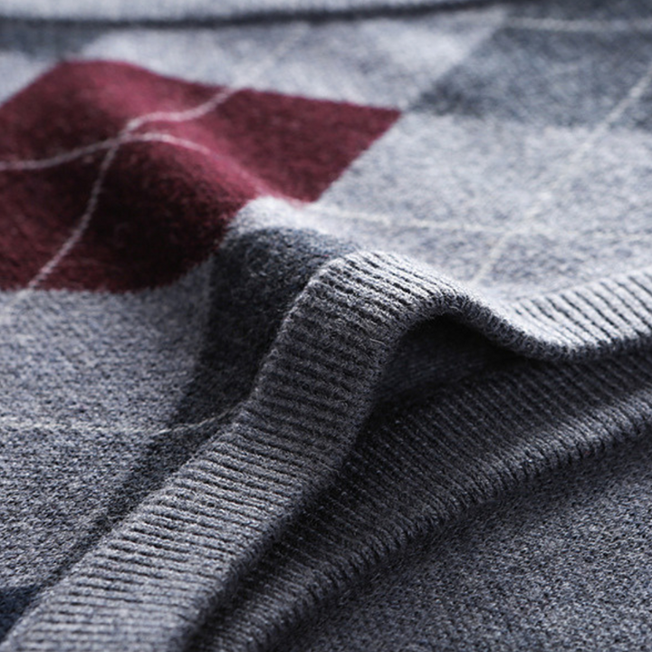 Gentlemen's Spencer with Stylish Argyle Pattern - Felix-Dark grey-S-State of Style