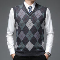 Gentlemen's Spencer with Stylish Argyle Pattern - Felix-Dark grey-S-State of Style