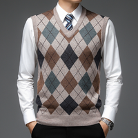 Gentlemen's Spencer with Stylish Argyle Pattern - Felix-Khaki-S-State of Style
