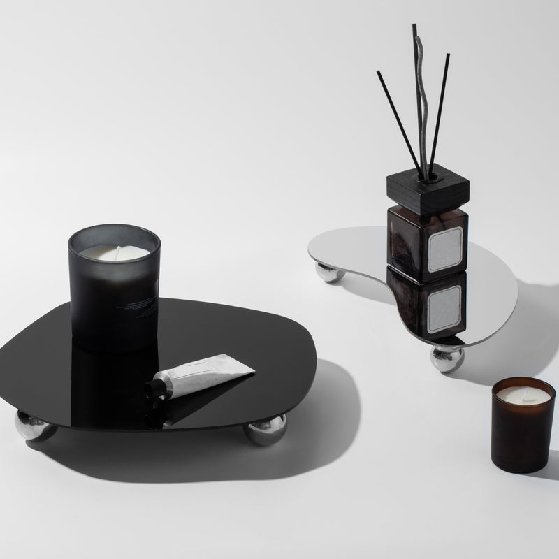 Geometric acrylic tray - For candles and fragrance sticks - Aurelia-Black-State of Style