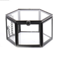 Geometric Clear Glass Jewellery Box | Modern Storage Solution-HEXAGON-BLACK-State of Style