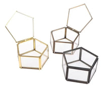Geometric Clear Glass Jewellery Box | Modern Storage Solution-HEXAGON-GOLD-State of Style