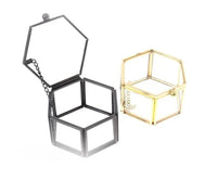 Geometric Clear Glass Jewellery Box | Modern Storage Solution-HEXAGON-GOLD-State of Style
