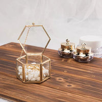 Geometric Clear Glass Jewellery Box | Modern Storage Solution-HEXAGON-GOLD-State of Style