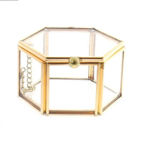Geometric Clear Glass Jewellery Box | Modern Storage Solution-HEXAGON-GOLD-State of Style