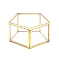 Geometric Clear Glass Jewellery Box | Modern Storage Solution-PENTAGON-GOLD-State of Style