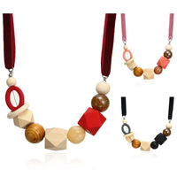 Geometric Pearl Wood Necklace | Modern Design-PURPLE-State of Style