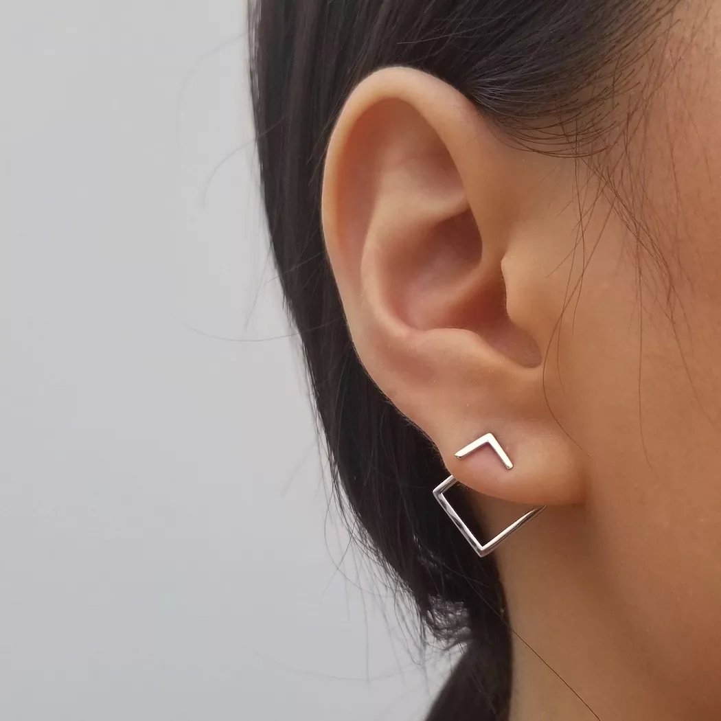 Geometric Silver Earrings - Celestia-State of Style