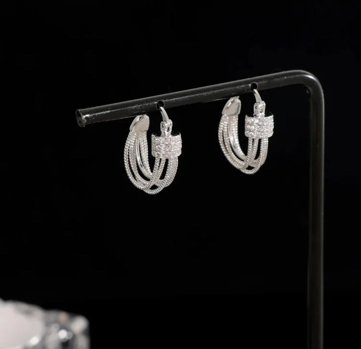 Geometric Stud Earrings - Aria-Silver-State of Style