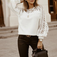 GeorginasShirt | Sweater with Lotus Flower Details for Women-White-S-State of Style