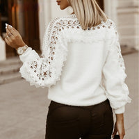 GeorginasShirt | Sweater with Lotus Flower Details for Women-White-S-State of Style