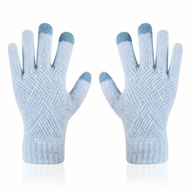 Geraldine Knitted Gloves | Warm & Versatile-Light Blue-State of Style
