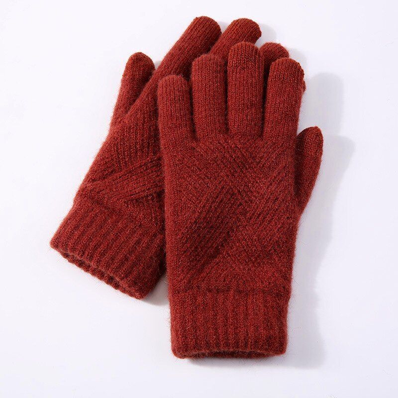 Geraldine Knitted Gloves | Warm & Versatile-Red-State of Style