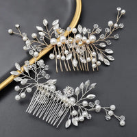 Geraldine Traditional Hair Accessory – Pearl & Crystal Leaf Tiara-Gold-State of Style