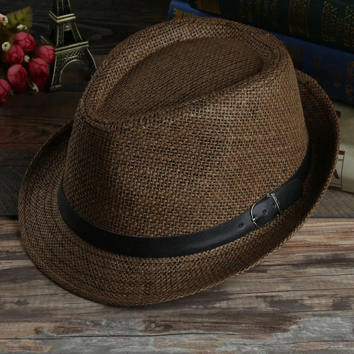 Gerardo Traditional Hat – Woven Straw Peaked Hat with Buckle-Brown-State of Style