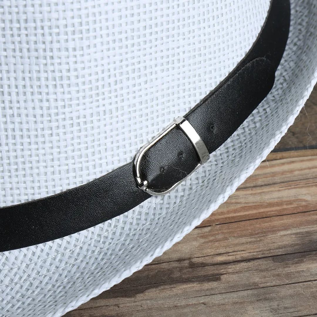 Gerardo Traditional Hat – Woven Straw Peaked Hat with Buckle-White-State of Style