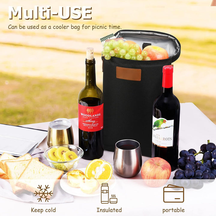 Insulated Dual Wine Bottle Carrier Bag – Buy 1, Get 1 FREE – ChillMate