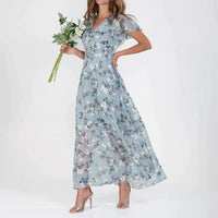 Gina - Stylish Midi Floral Dress-Green-XS-State of Style