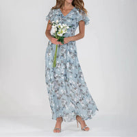 Gina - Stylish Midi Floral Dress-Sky blue-XS-State of Style