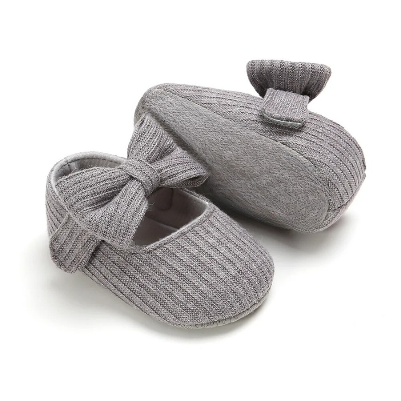 Girls Baby Booties - StackStars-Grey Bow-0-6 Months-State of Style