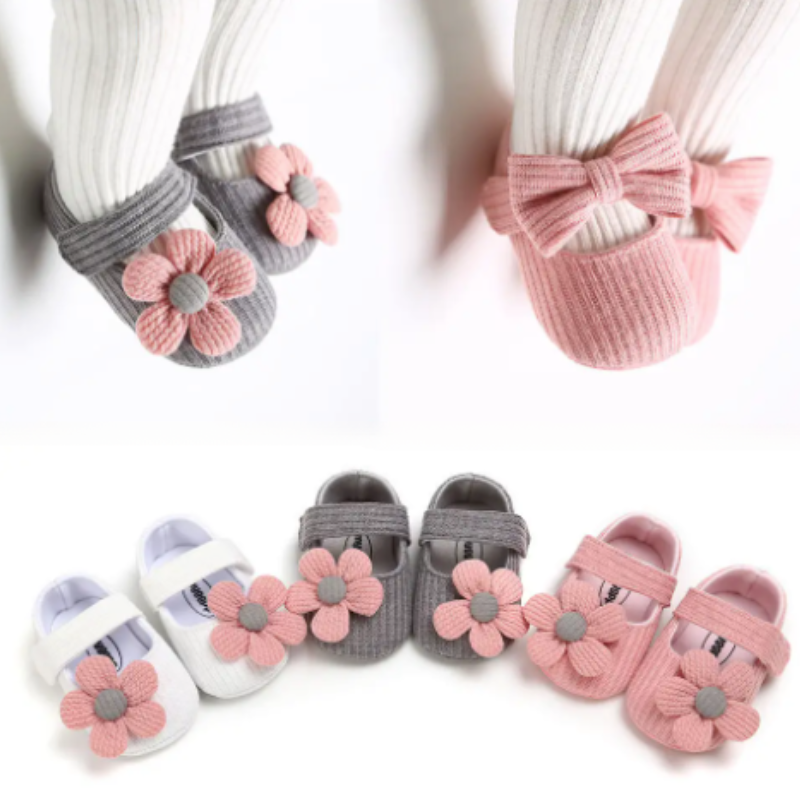 Girls Baby Booties - StarSteppers-0-6 Months-Black Flowers-State of Style