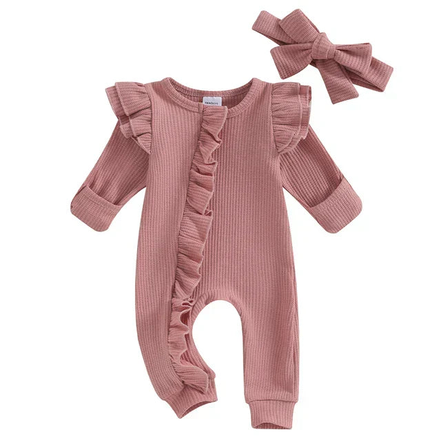 Girls' Baby Suit with Ruffles – NolaBloom-Pink-0-3M-State of Style