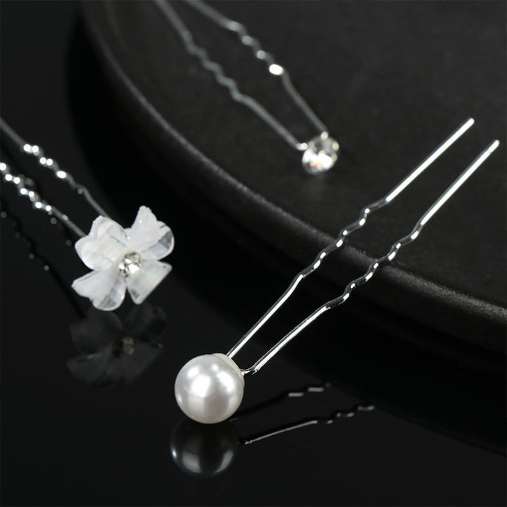 Gisela Traditional Hair Accessory – Rhinestone & Pearl U-Shaped Pins-1-State of Style