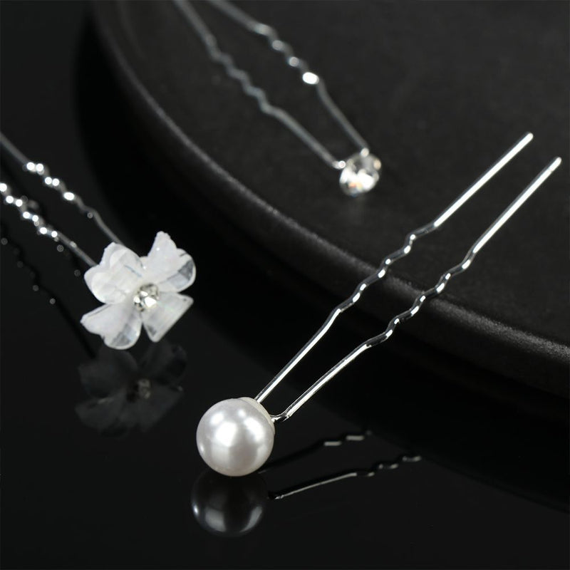 Gisela Traditional Hair Accessory – Rhinestone & Pearl U-Shaped Pins-1-State of Style