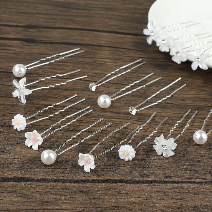 Gisela Traditional Hair Accessory – Rhinestone & Pearl U-Shaped Pins-1-State of Style
