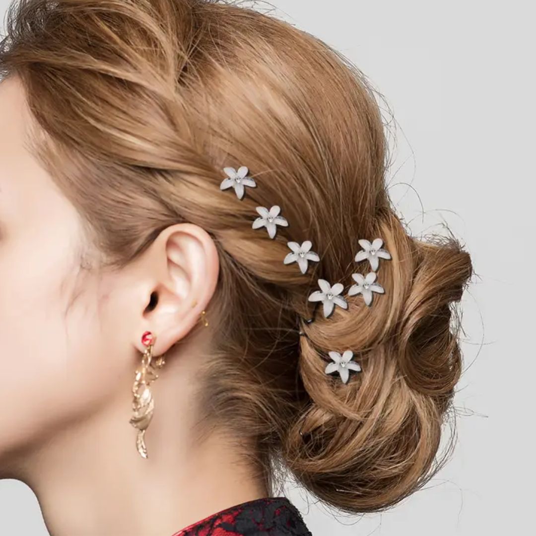 Gisela Traditional Hair Accessory – Rhinestone & Pearl U-Shaped Pins-1-State of Style