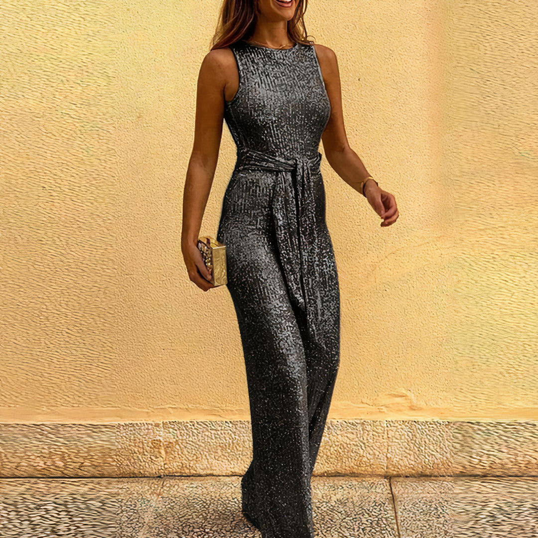 Glamorous Glitter Jumpsuit - Celeste-Black-S-State of Style