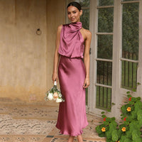Glamorous One Shoulder Satin Dress - Emily-Pink-S-State of Style