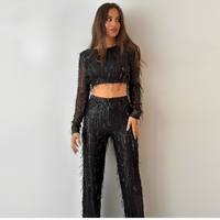 Glamorous Sequin Two-Piece for Women – Celina-Black-S-State of Style