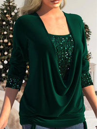 Glamour and Comfortable Sparkle Top - Luna-Green-S-State of Style